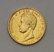 Zlatá 100 Lire 1840 P - Carlo Alberto - Sardinie - Vzácná!