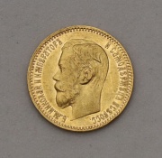 Zlatý 5 Rubl 1897 (АГ) - Rusko - Mikuláš II. - Super Stav!