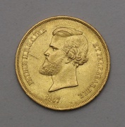 Zlaté 20 000 Réis 1867 - Pedro II. - Brazílie - R!
