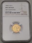 Zlatý 2 a 1/2 Dollar 1868 S - Coronet Head - Vzácný!
