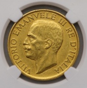 Zlatá 100 Lira 1923 - Vittorio Emanuelle III. - NGC MS60 - MATTE!